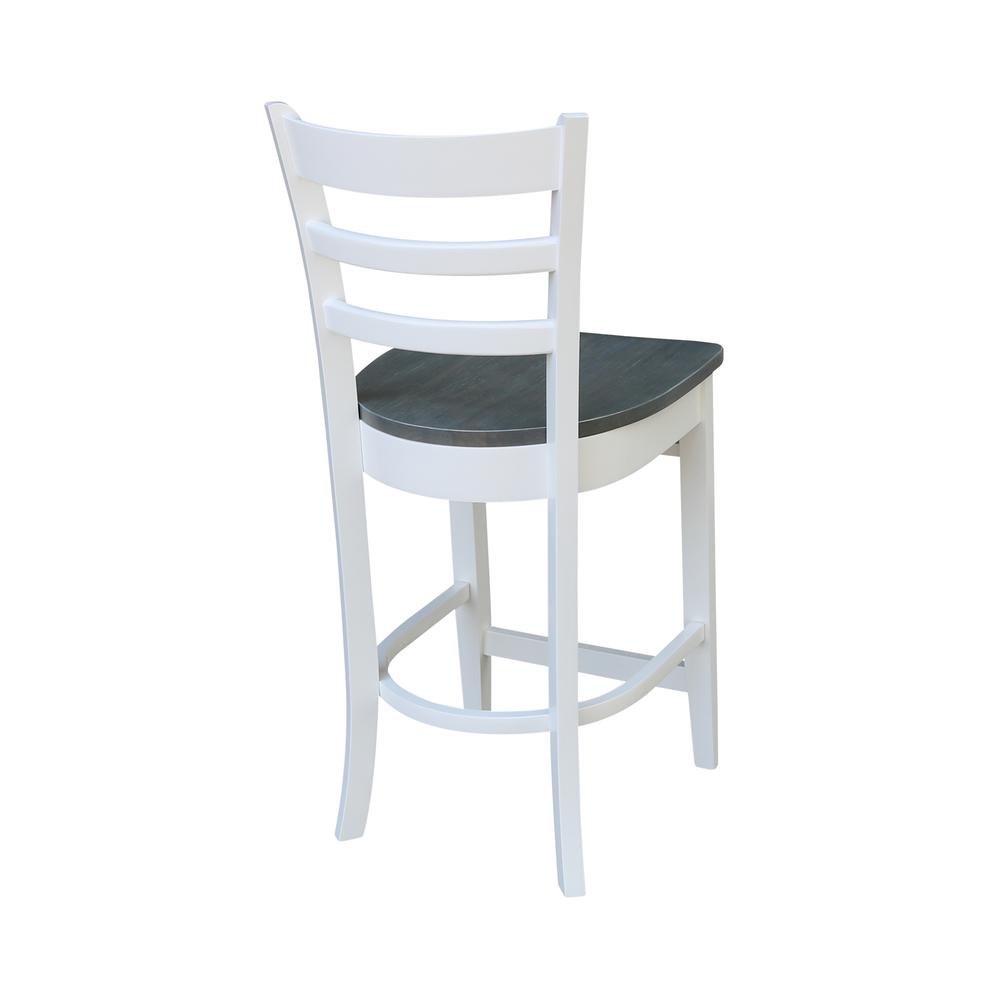 Emily Counterheight Stool - 24" Seat Height, White/Heather Gray. Picture 9