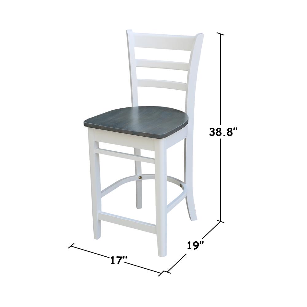 Emily Counterheight Stool - 24" Seat Height, White/Heather Gray. Picture 7