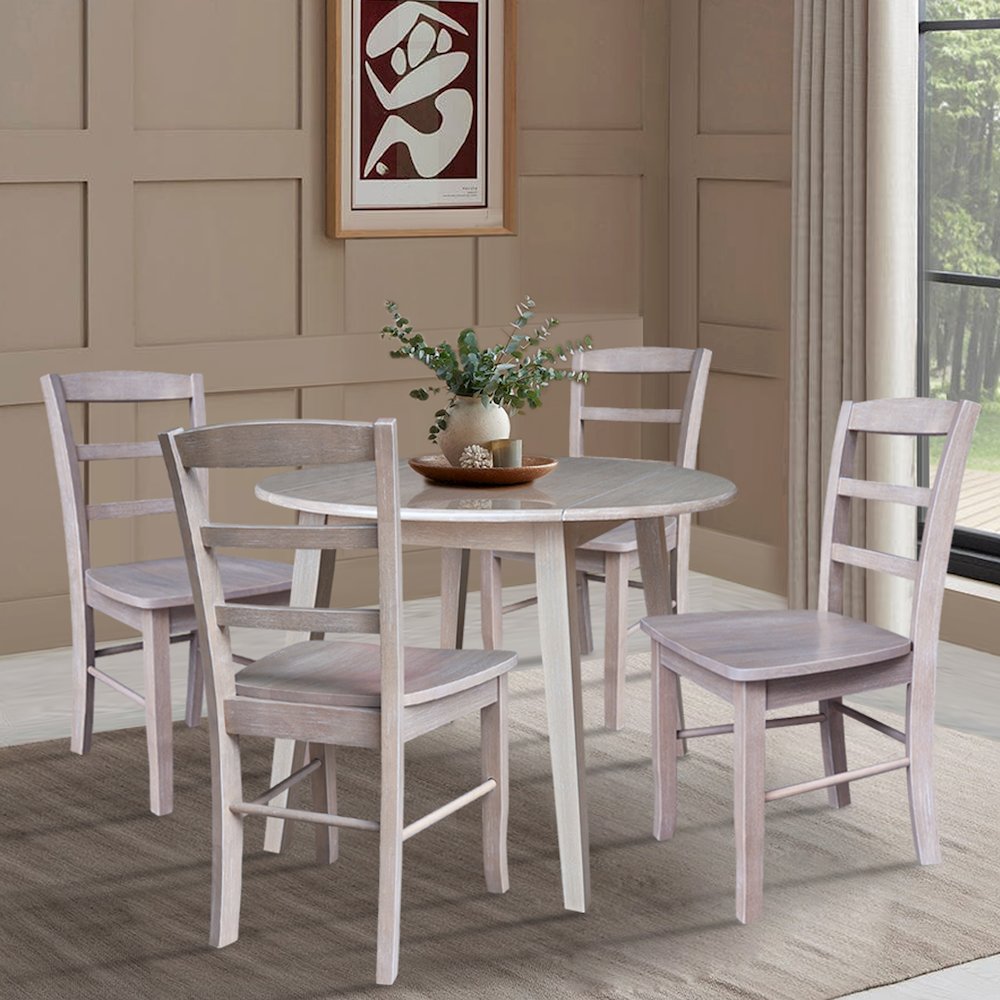 42" Round Dual Drop Leaf Dining Table with 4 Chairs. Picture 4