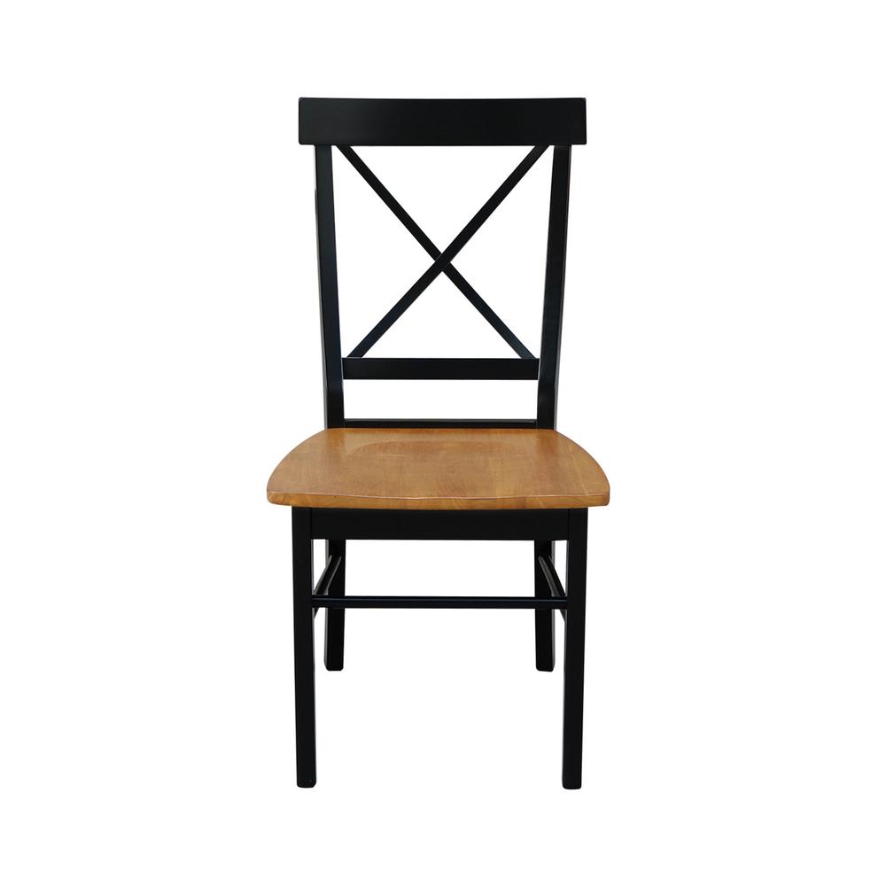 Set of Two X-Back Chairs  with Solid Wood Seats , Black/Cherry. Picture 6