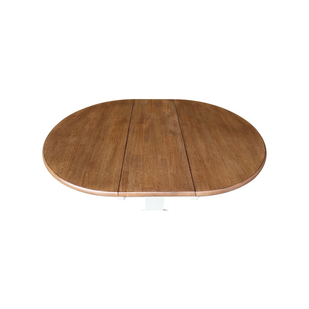 36" Solid Wood Round Top Pedestal Table with 12" Leaf - 36.1"High Dining Height. Picture 3