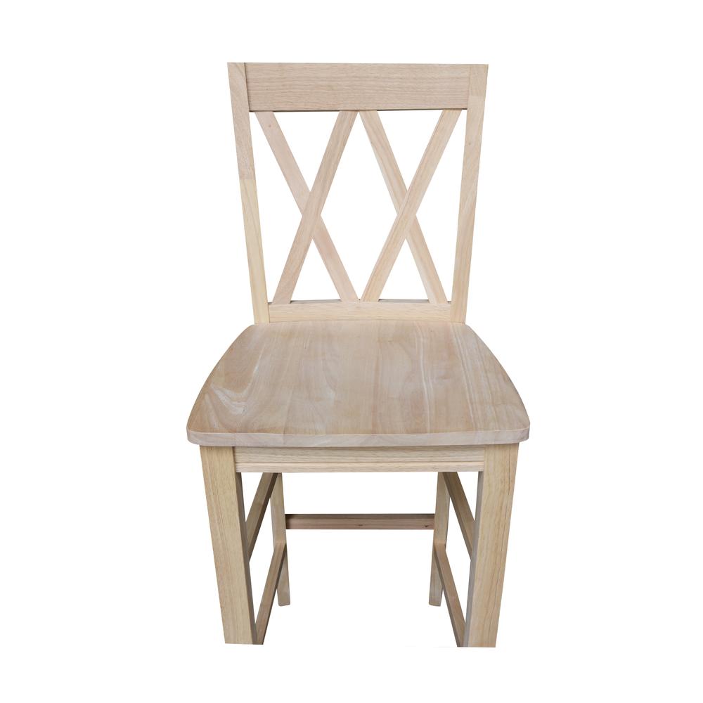 Double X-Back Bar height Stool - 30" Seat Height , Unfinished. Picture 2