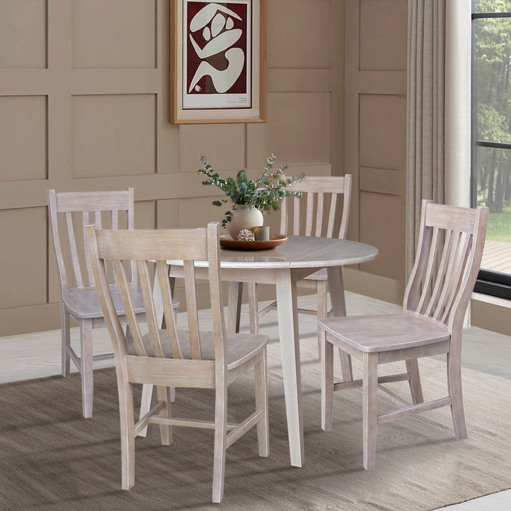 42" Round Dual Drop Leaf Dining Table with 4 Chairs. Picture 4