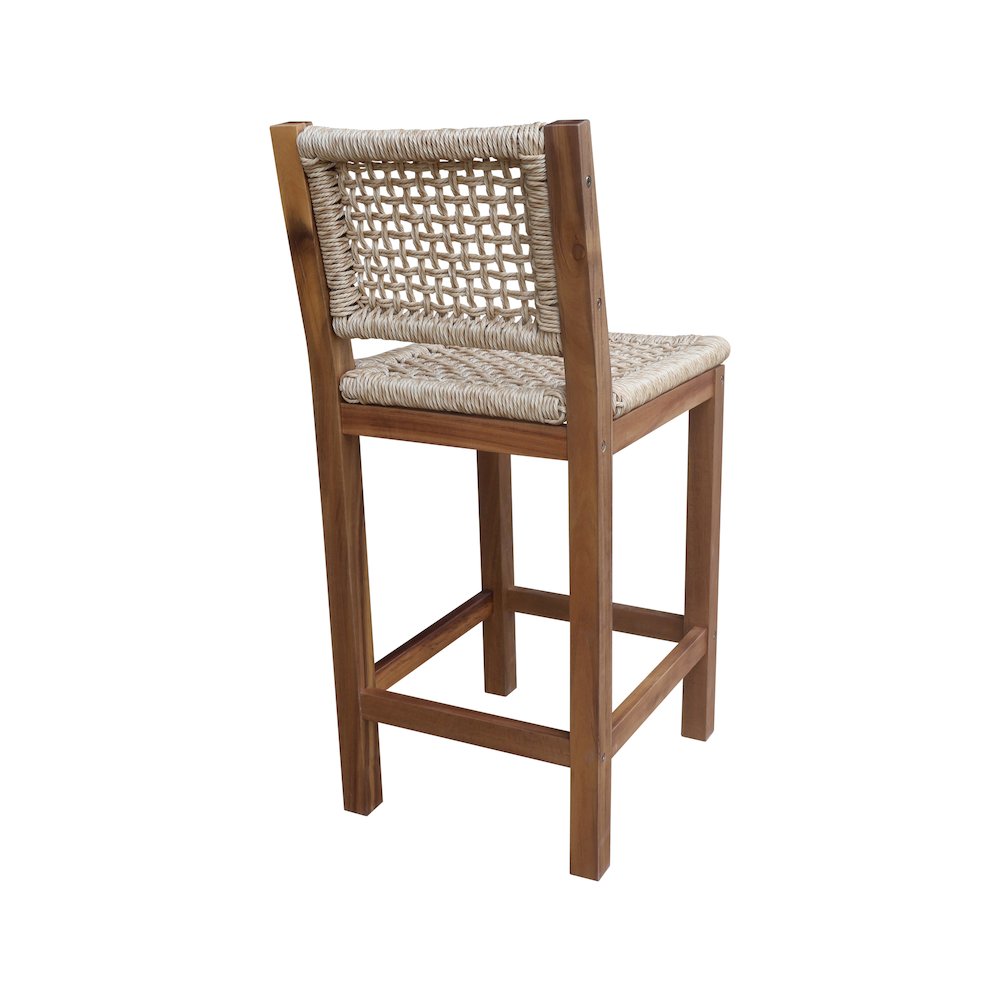 Outdoor Set of Two Stool with Wicker Seats and Back. Picture 2