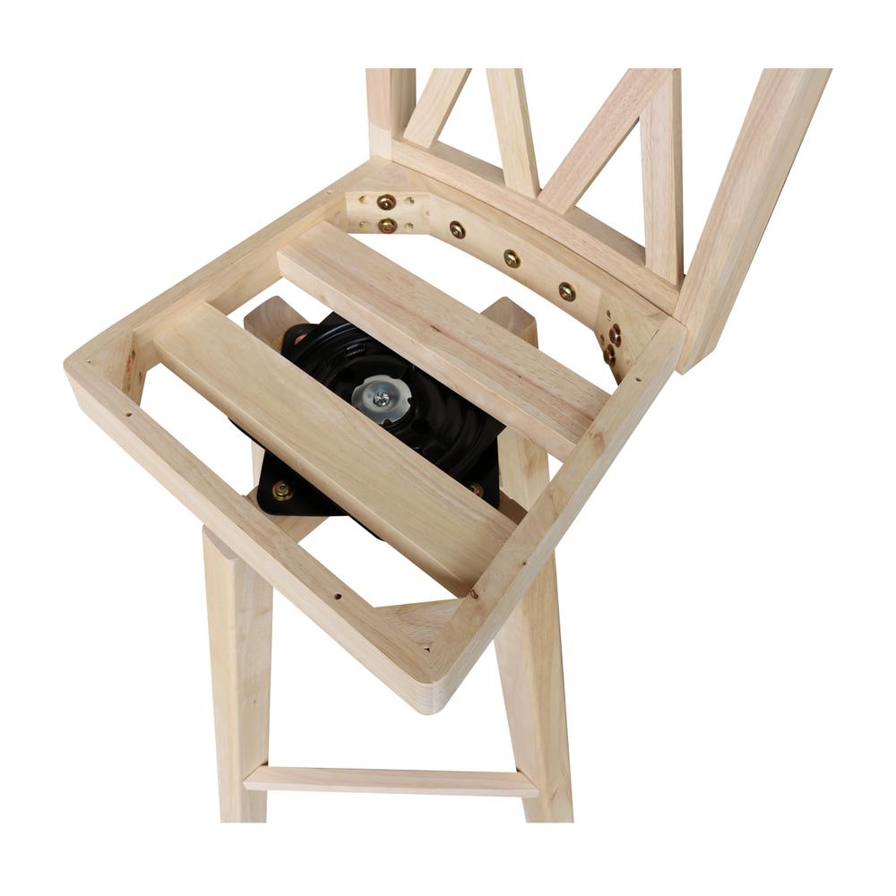 Double "X" Back Bar height Stool - With Swivel And Auto Return - 30" Seat Height , Unfinished. Picture 6