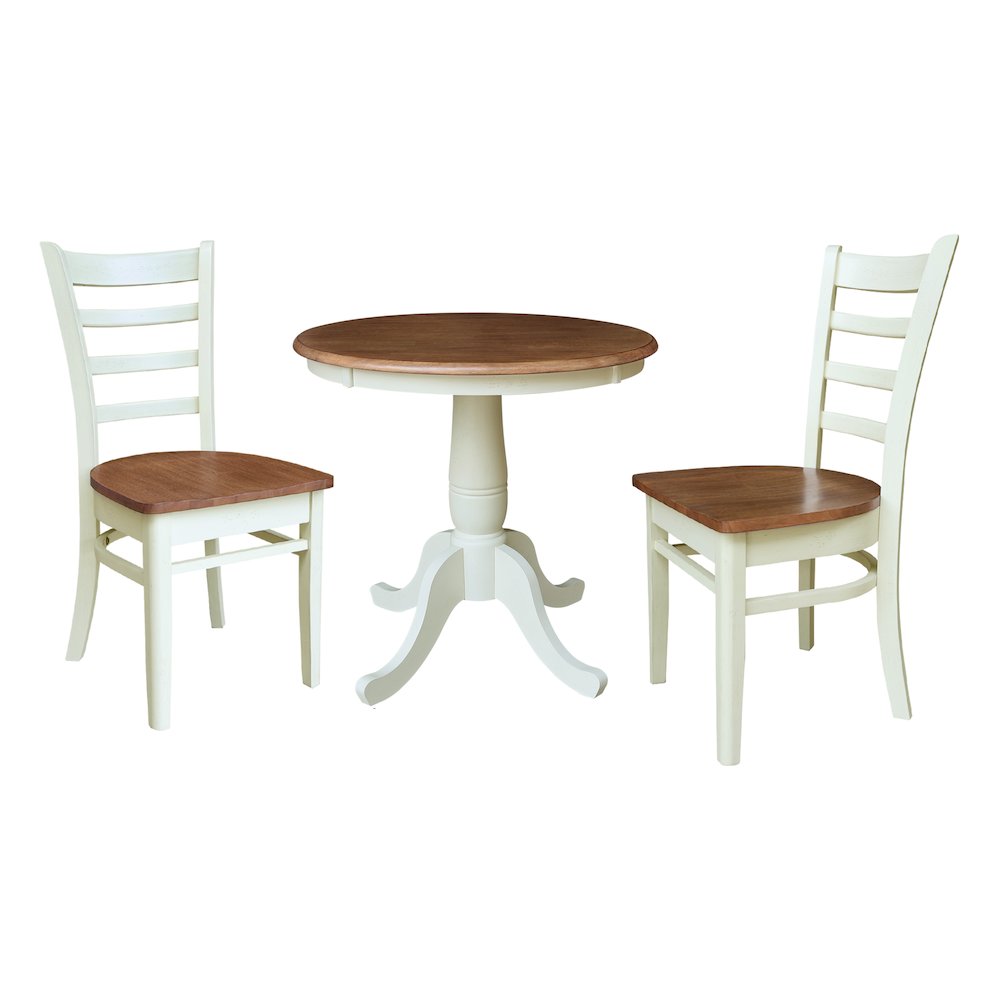 30" Round Top Pedestal Dining Table with 2 Dining Chairs. Picture 1