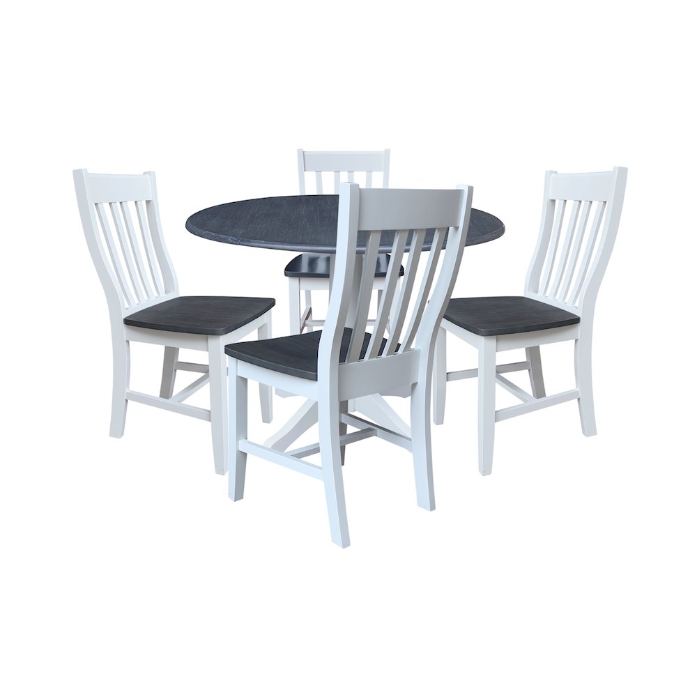 42" Round Top Dual Drop Leaf Pedestal Table with 4 Dining Chairs. Picture 1