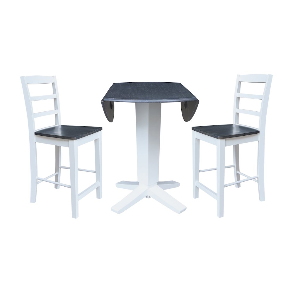 42" Round Drop Leaf Table with Two Stools. Picture 4