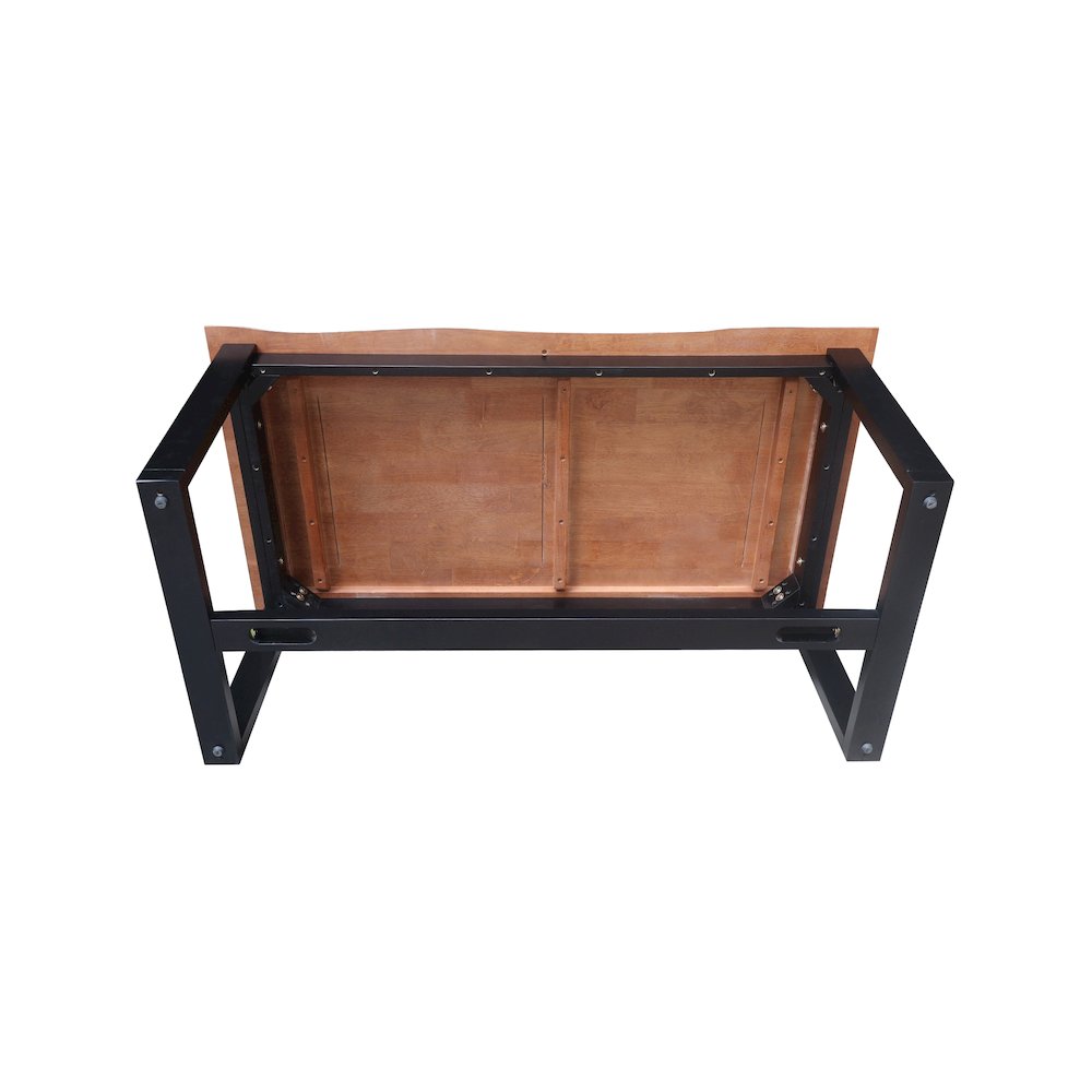 Live Edge Solid Wood Coffee Table, Bourbon Oak/Black. Picture 4