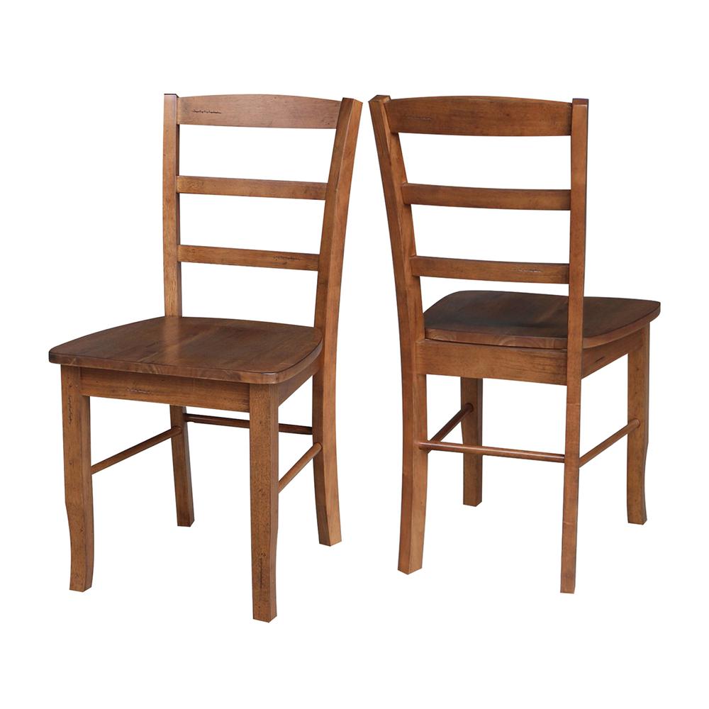 Madrid Ladderback Chairs - Set of 2, Distressed Oak. Picture 1