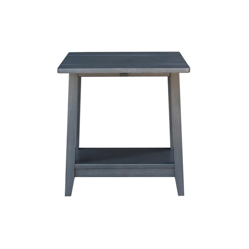 Solid Wood Square Drop Leaf Side Table in Antique Washed Heather Gray. Picture 7