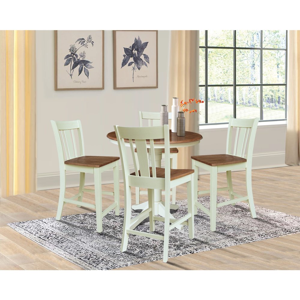 36" Round Extension Table with 4 Counter Height Stools. Picture 4