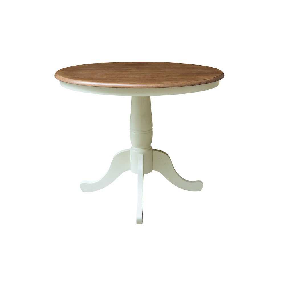 36" Round Top Pedestal Table With 12" Leaf - 28.9"H - Dining Height. Picture 5
