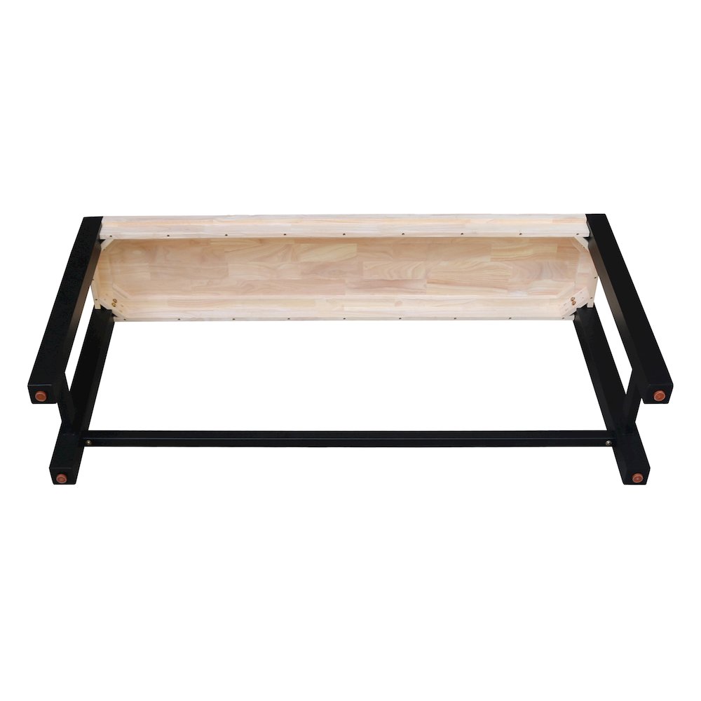 Solid Wood Tall Accent Table with Iron Legs and Four Stools. Picture 4