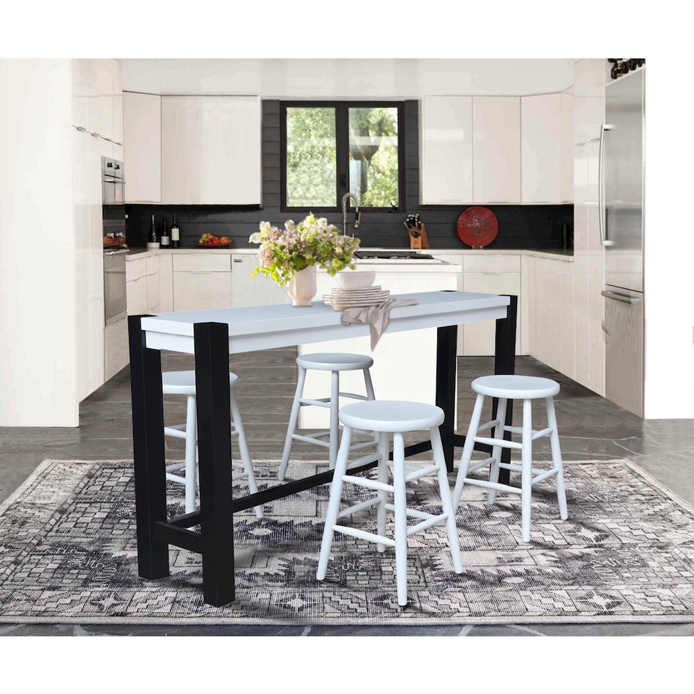 Solid Wood Tall Accent Table with 4 Counter Height Stools. Picture 4