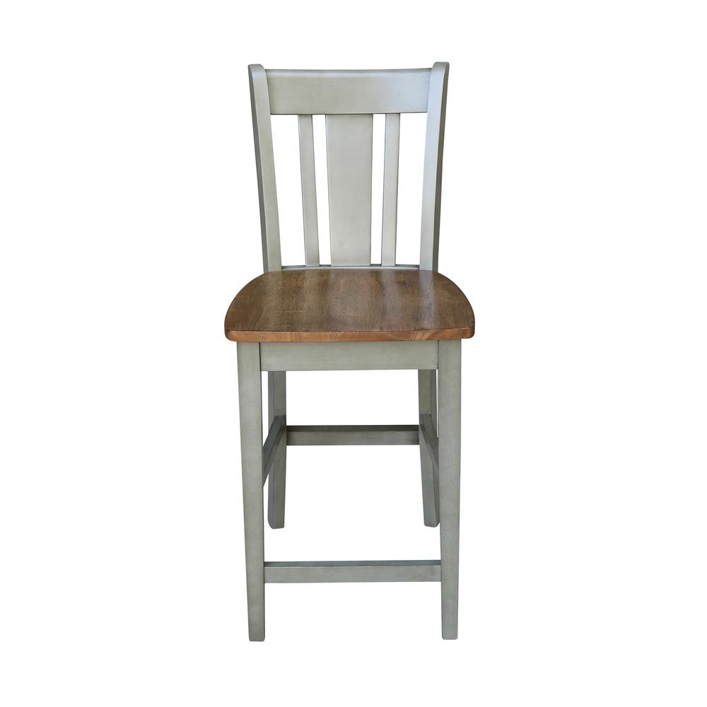 San Remo Counterheight Stool - 24" Seat Height, Hickory/Stone. Picture 5