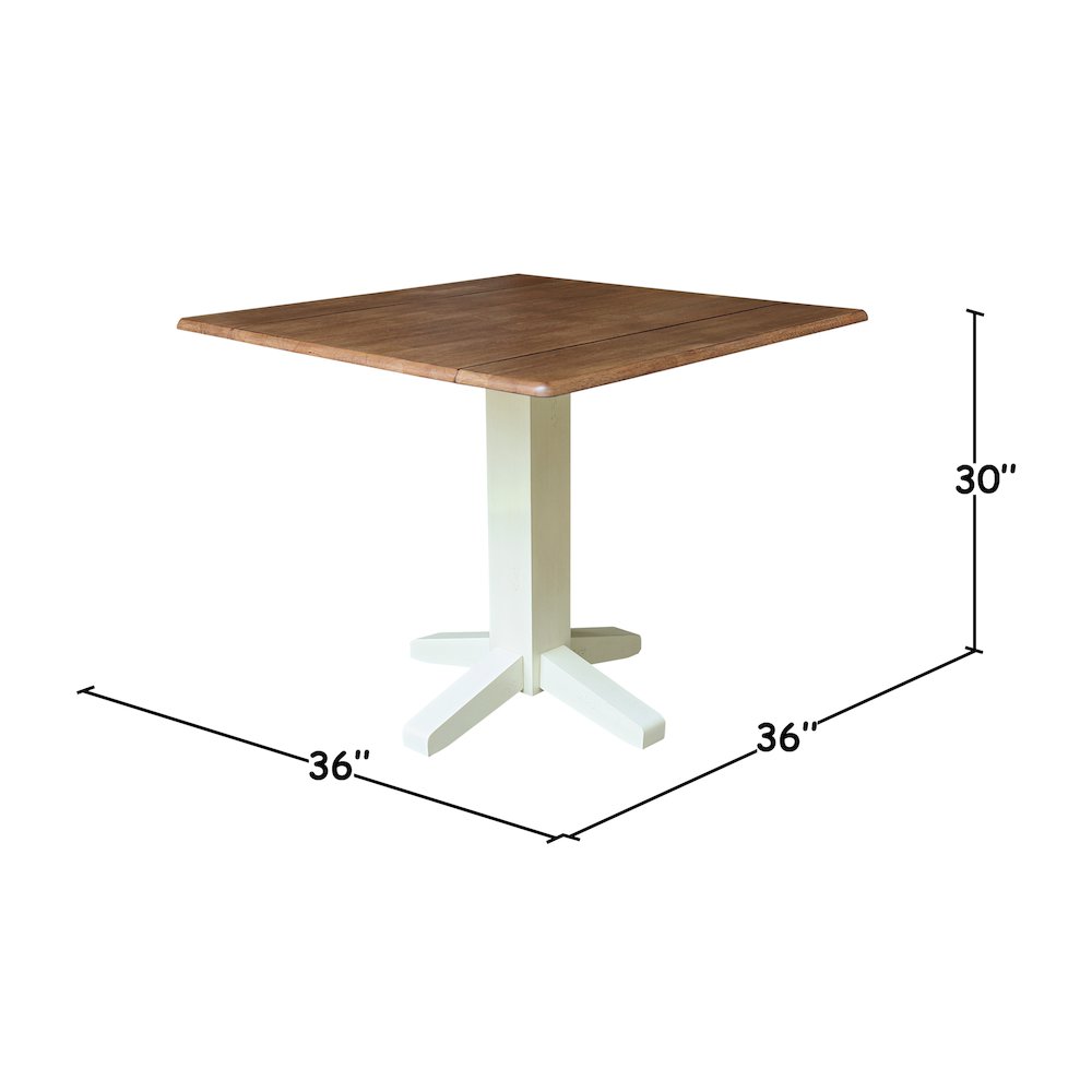 Solid Wood 36" Square Dual Drop Leaf Dining Table. Picture 10