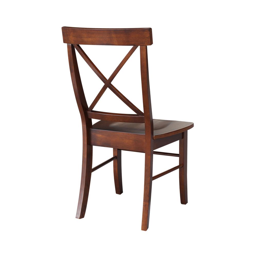 Set of Two X-Back Chairs  with Solid Wood Seats , Espresso. Picture 3