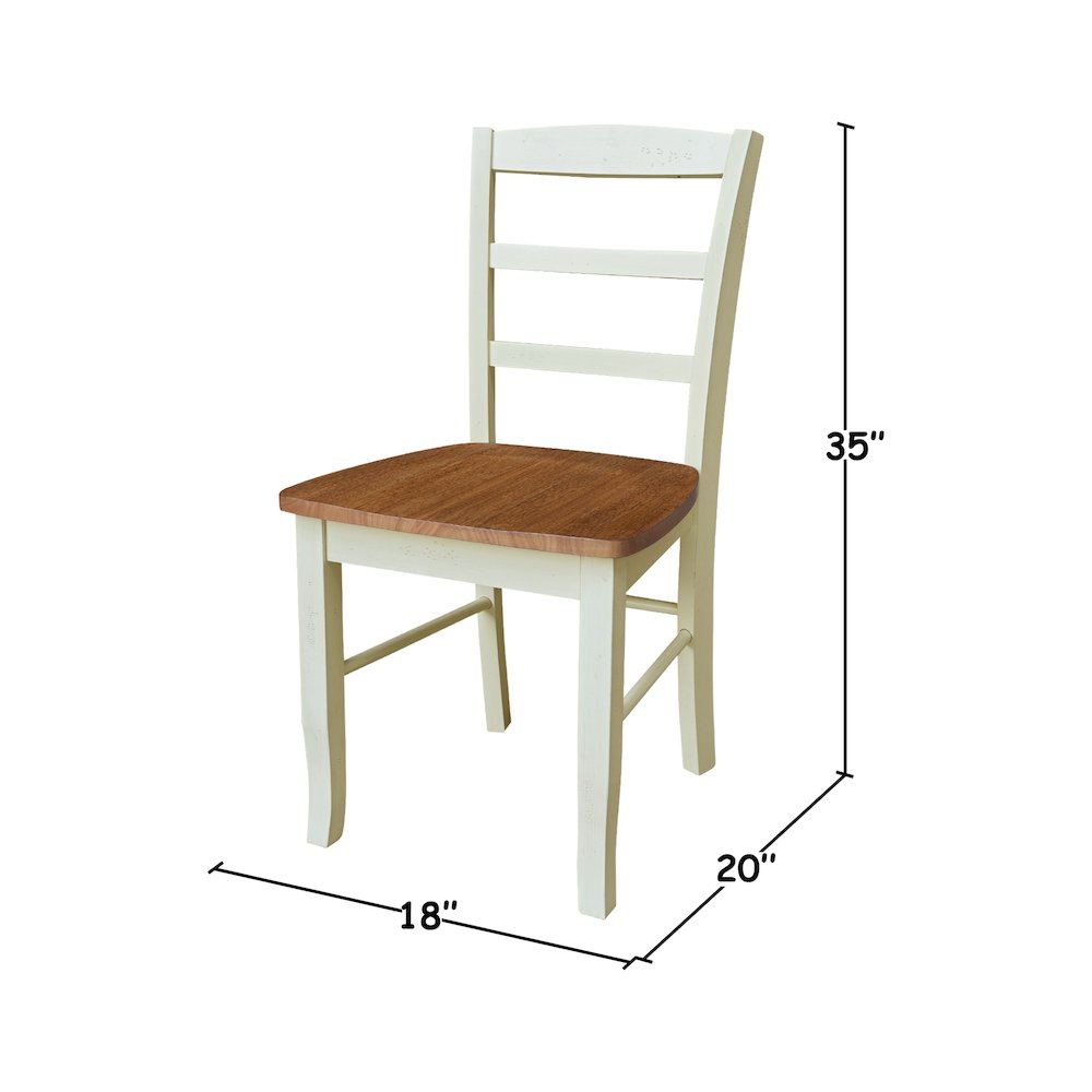 Set of Two Madrid Ladderback Dining Chairs, Hickory/Shell. Picture 9