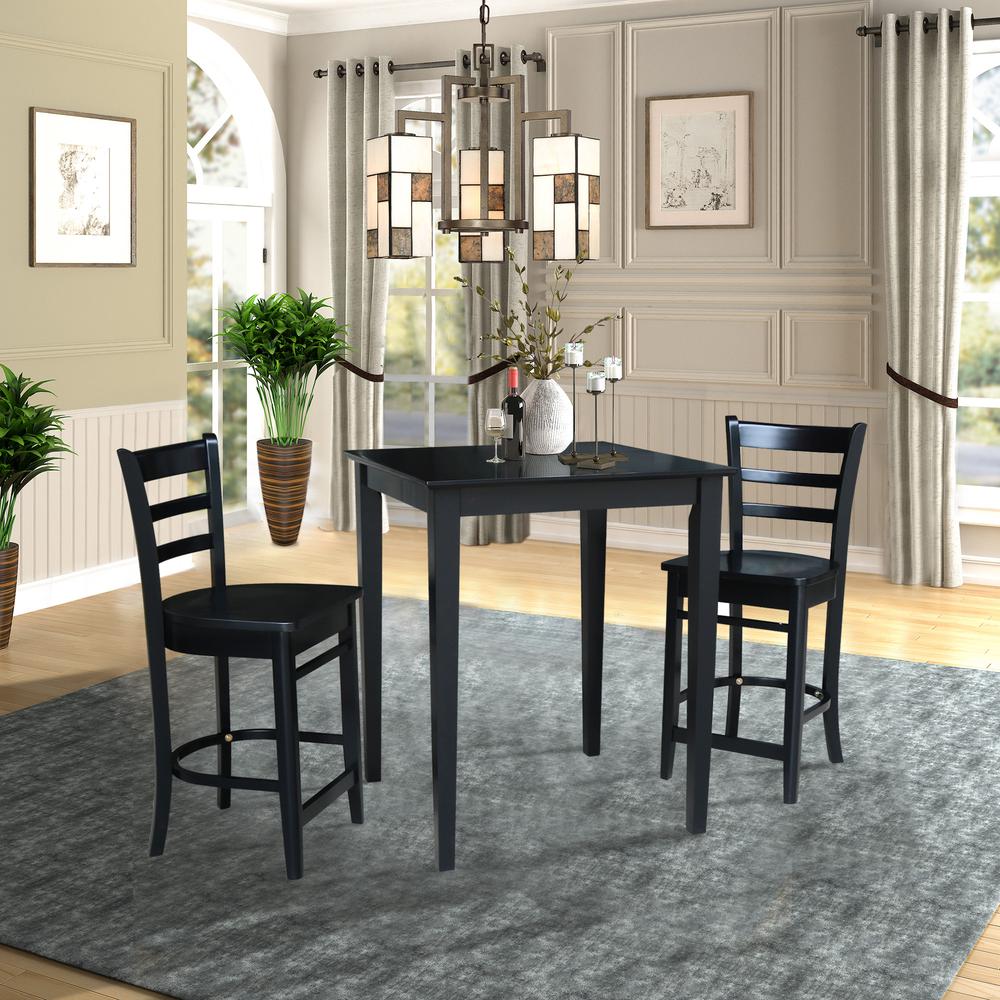 30" x 30" Gathering Height Table with 2 Emily Counter Height Stools. Picture 1