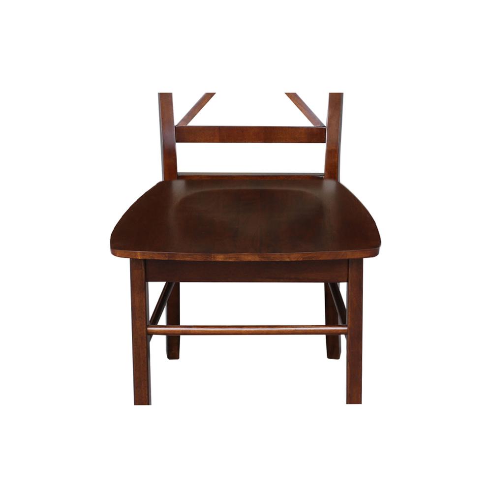Set of Two X-Back Chairs  with Solid Wood Seats , Espresso. Picture 9