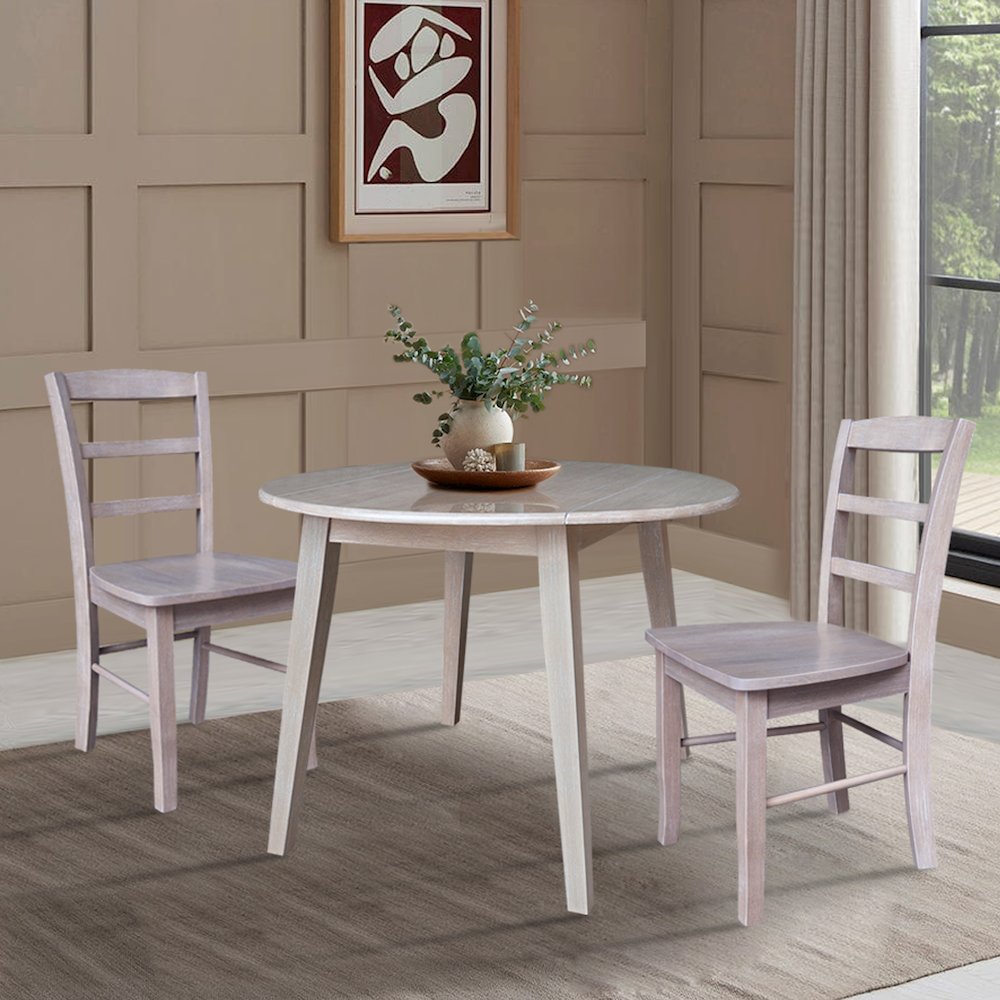 42" Round Dual Drop Leaf Dining Table with 2 Chairs. Picture 5