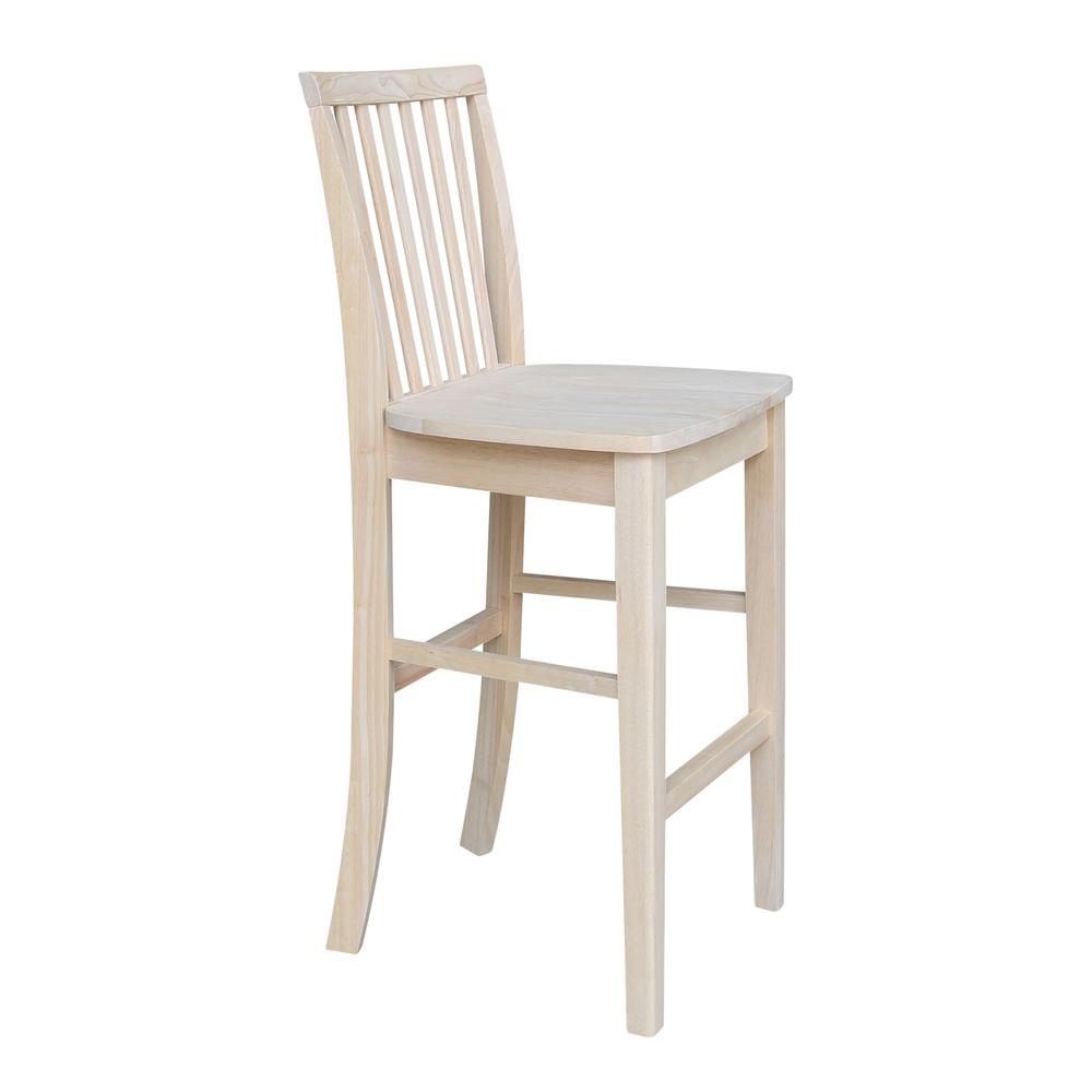 Mission Bar height Stool - 30" Seat Height , Unfinished. Picture 5