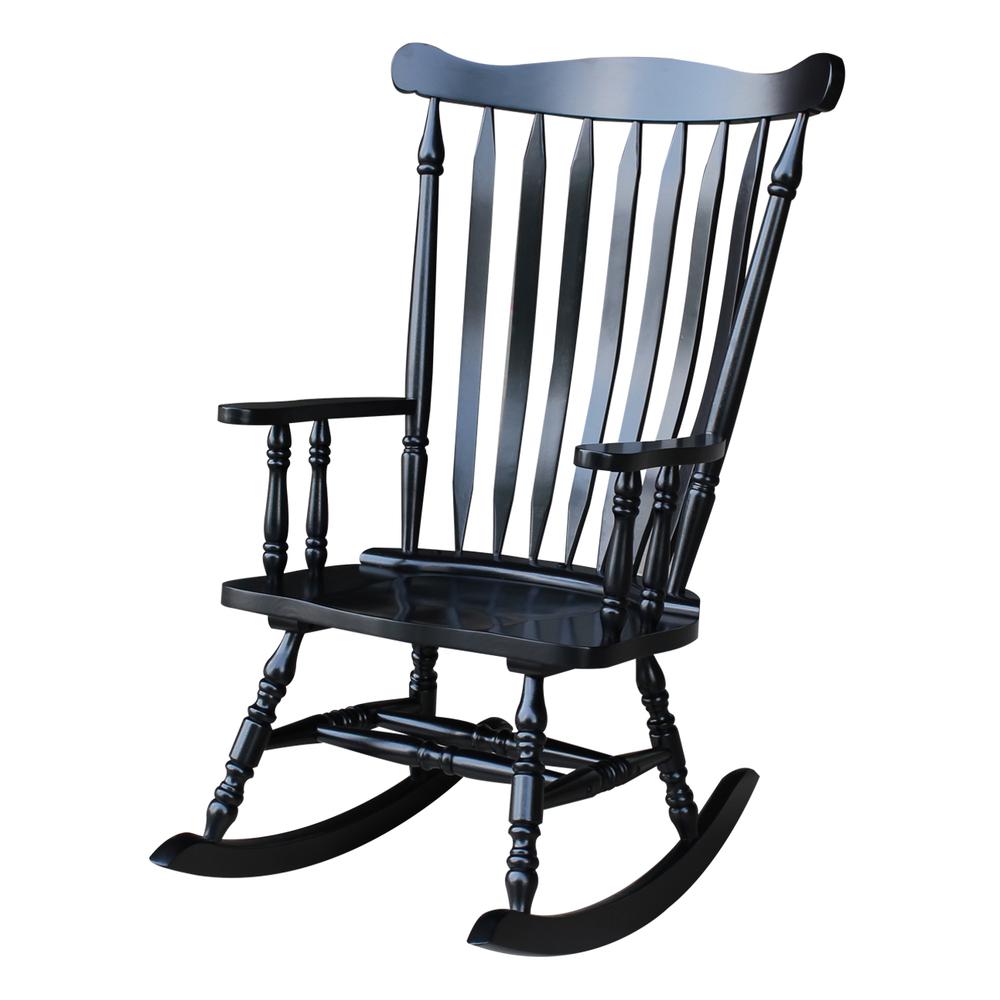 Solid Wood Rocker , Antique Black. Picture 2