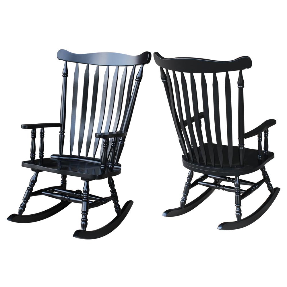 Solid Wood Rocker , Antique Black. Picture 4