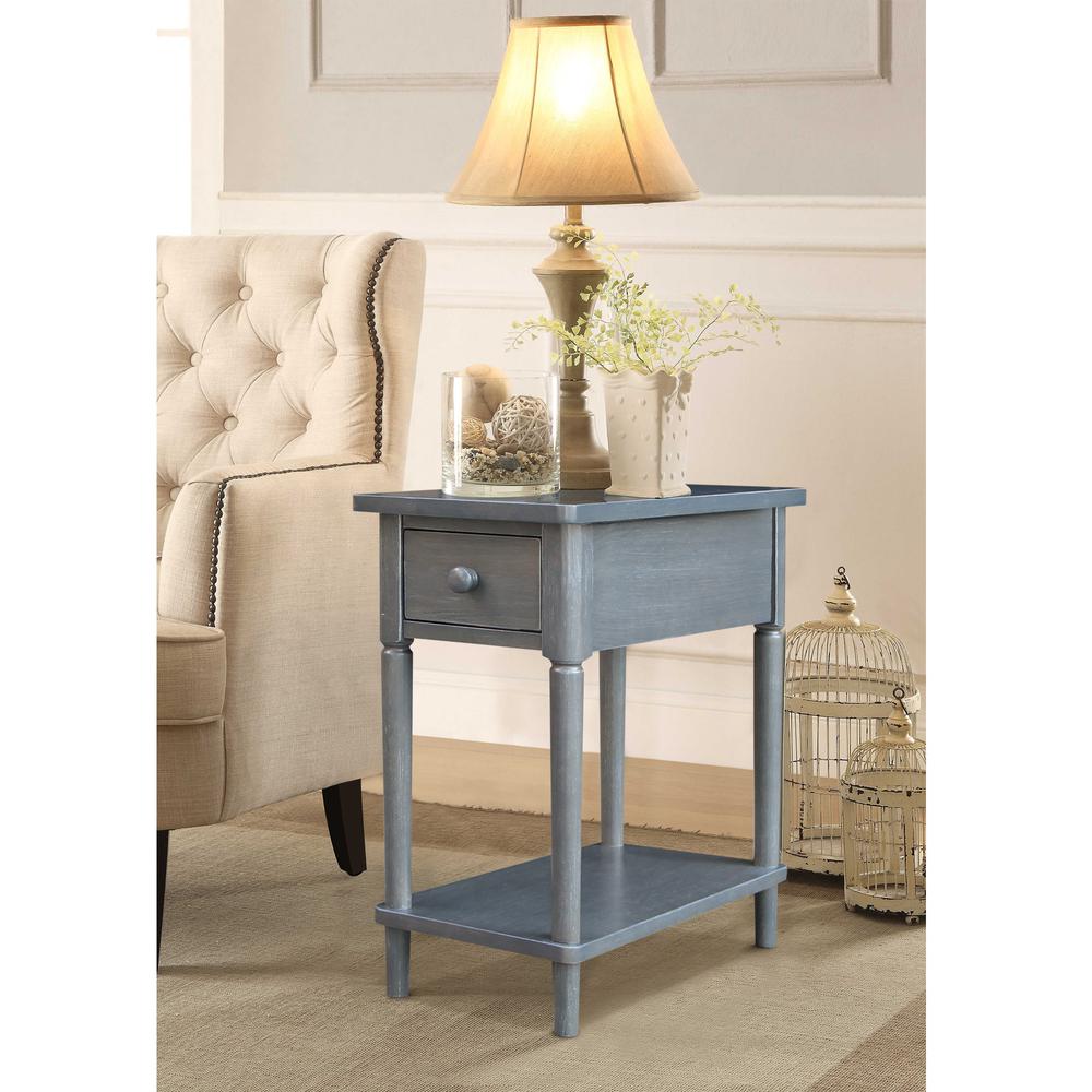 Solid Wood Narrow Side Table in Antique Washed Heather Gray. Picture 9