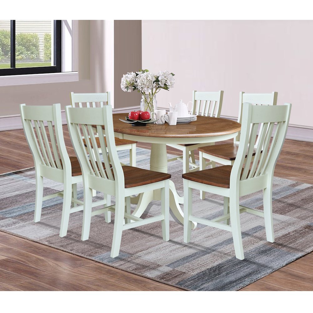 36" Round Extension Dining Table With 6 Cafe Dining Chairs. Picture 4