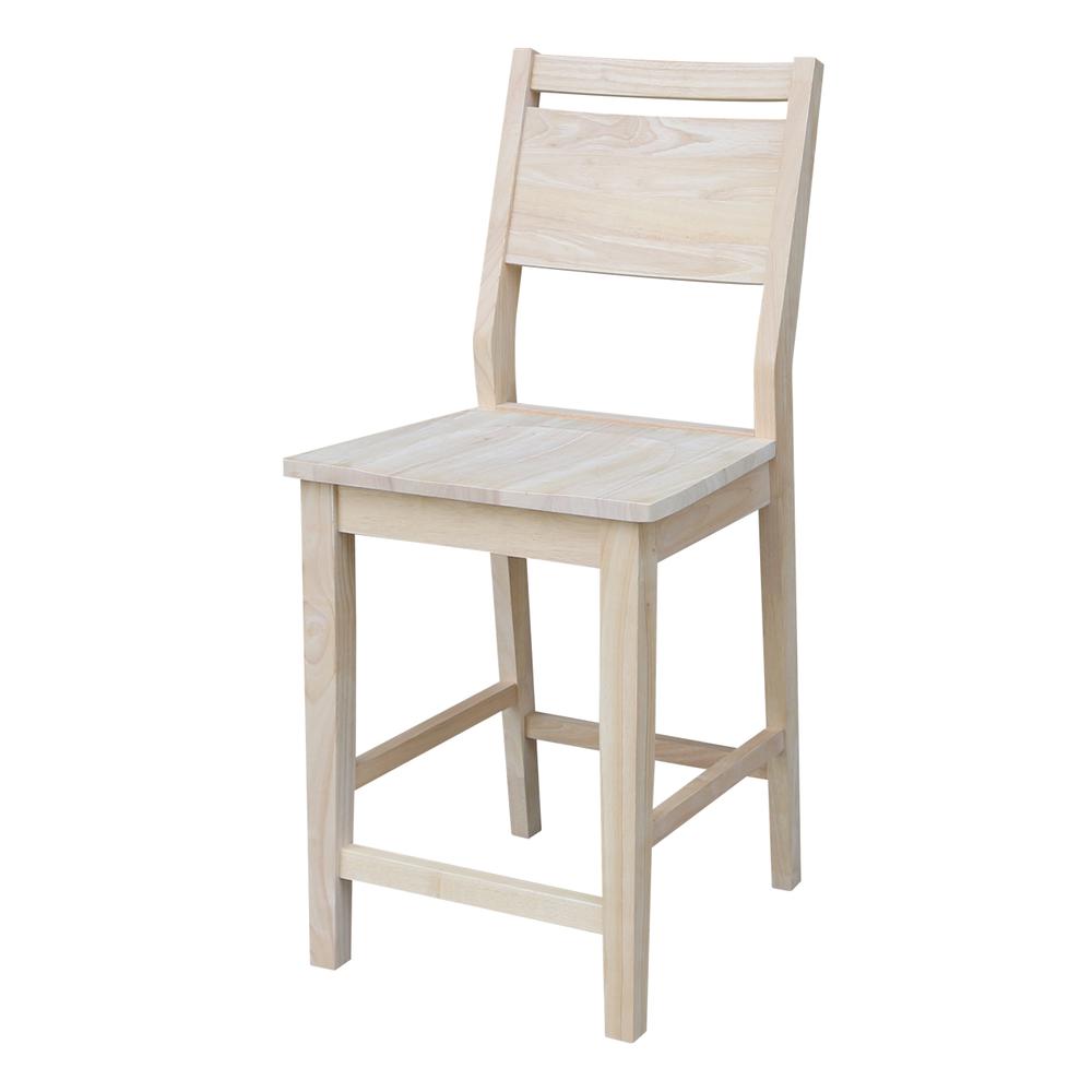 Aspen Counter height Panel Stool - 24" Seat Height, Unfinished. Picture 1