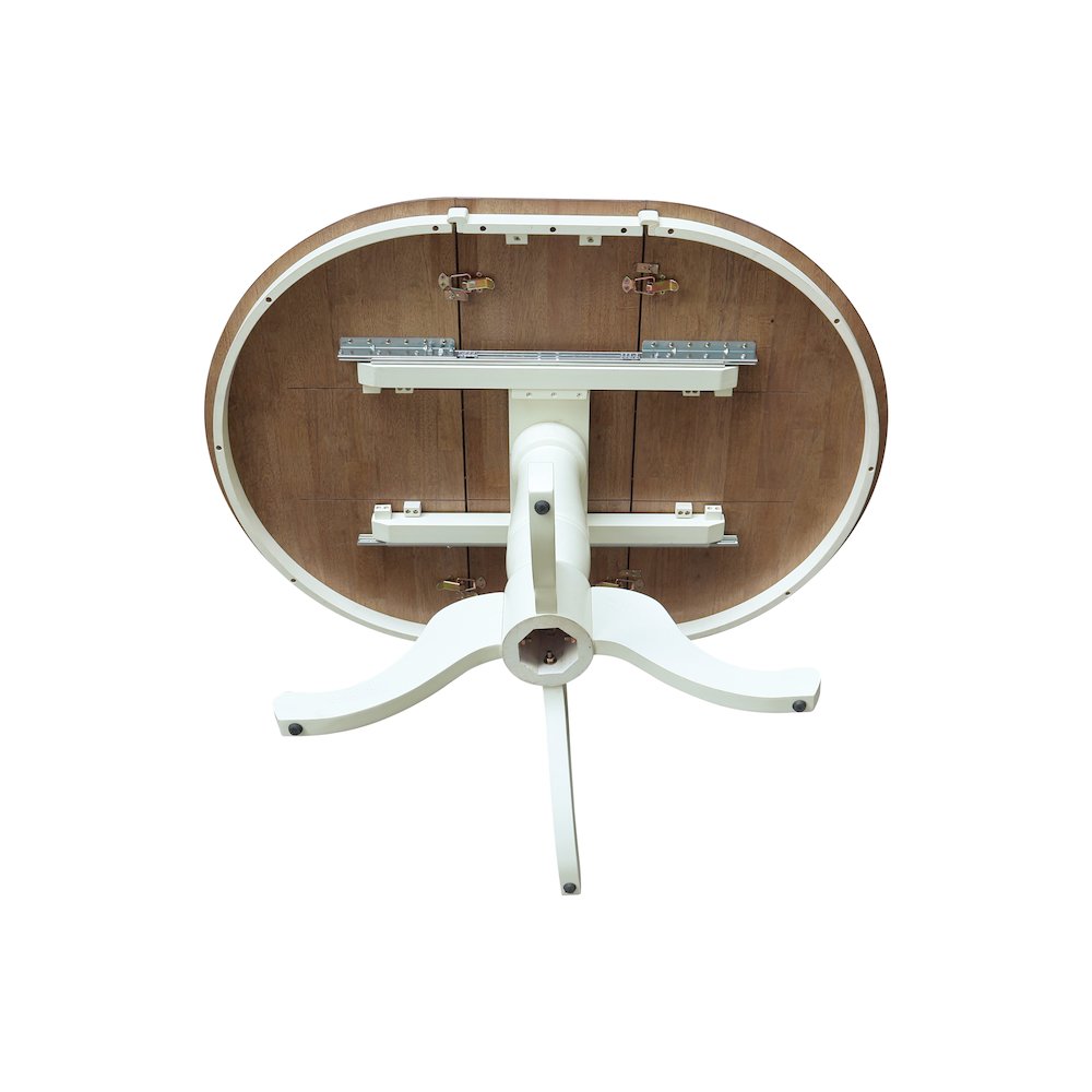 36" Round Top Pedestal Table With 12" Leaf - 28.9"H - Dining Height. Picture 7
