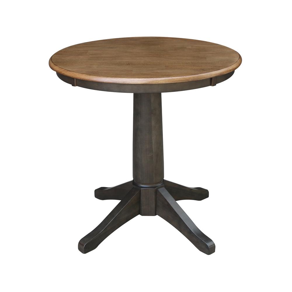 30" Round Pedestal Dining Table with 2 Madrid Ladderback Chairs. Picture 4