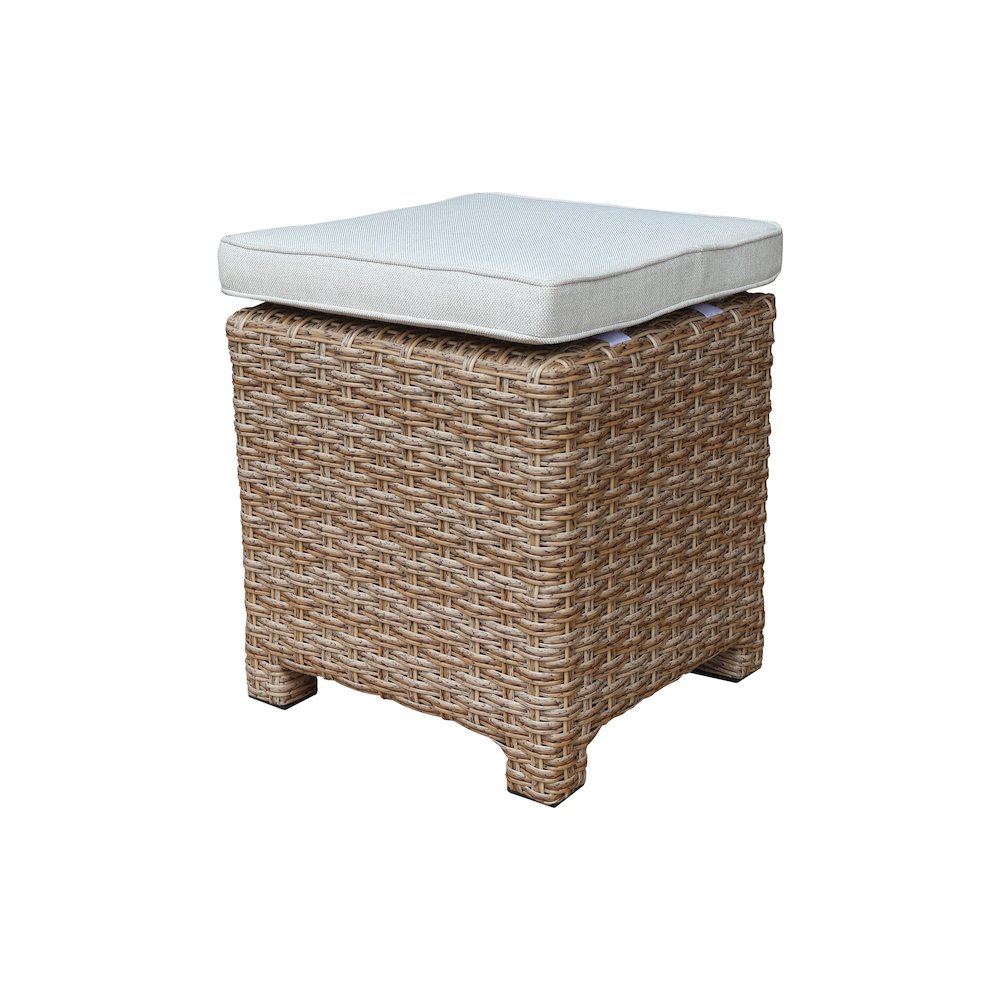 Outdoor Set of Two Wicker Stools with Cushions, Natural. Picture 2