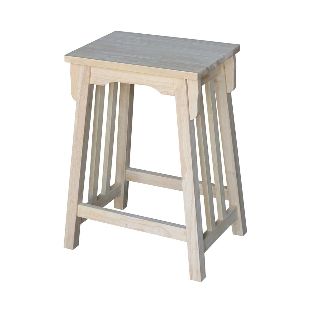 Mission Counter height Stool - 24" Seat Height , Unfinished. Picture 1