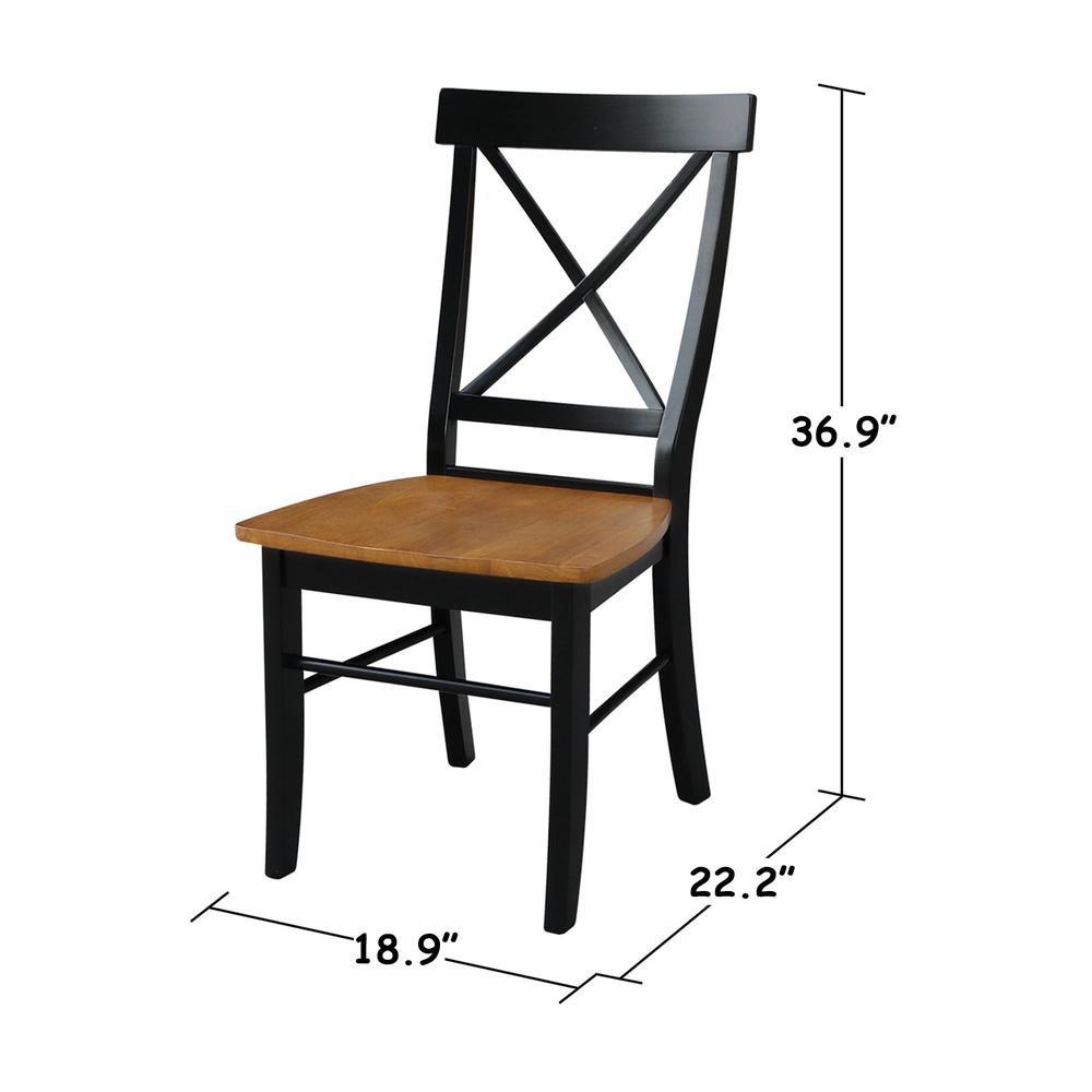 Set of Two X-Back Chairs  with Solid Wood Seats , Black/Cherry. Picture 9