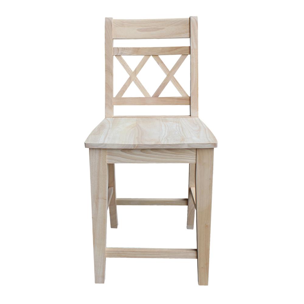 Canyon Collection Counter height Double X-Back  Stool - 24" Seat Height, Unfinished. Picture 7