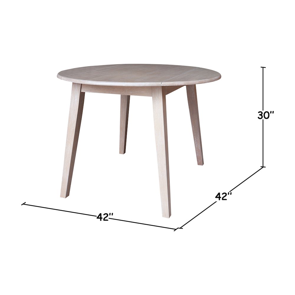 Solid Wood 42" Round Dual Drop Leaf Dining Table. Picture 12