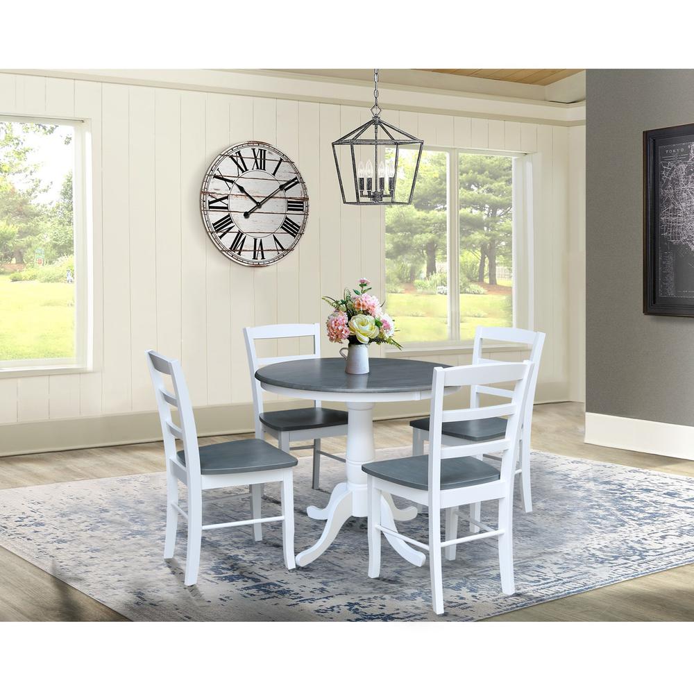 36" Round Pedestal Dining Table with 4 Madrid Ladderback Chairs. Picture 1