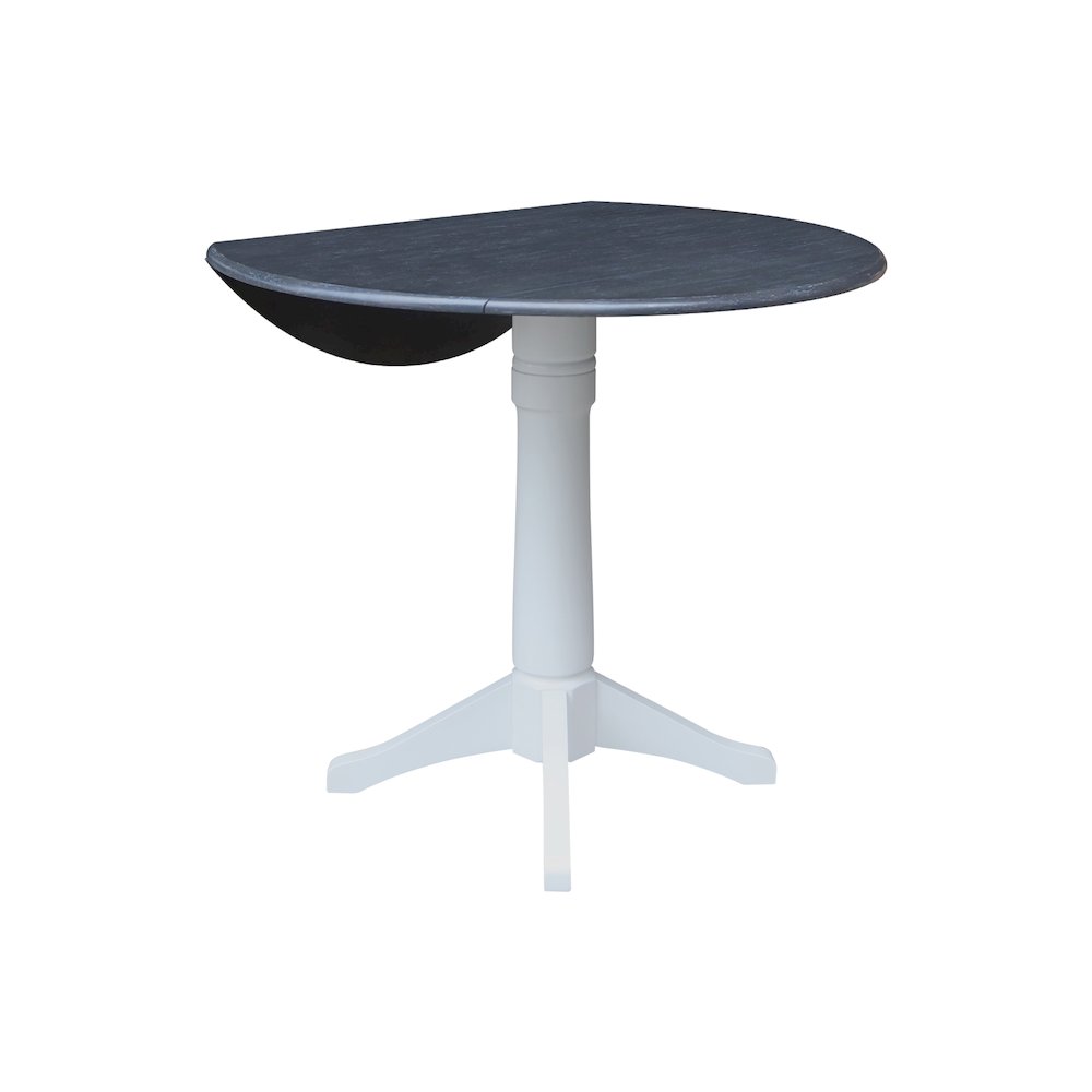 42" Round Dual Drop Leaf Pedestal Table,  36.3"H. Picture 2