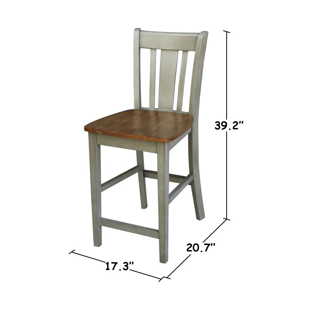 San Remo Counterheight Stool - 24" Seat Height, Hickory/Stone. Picture 8