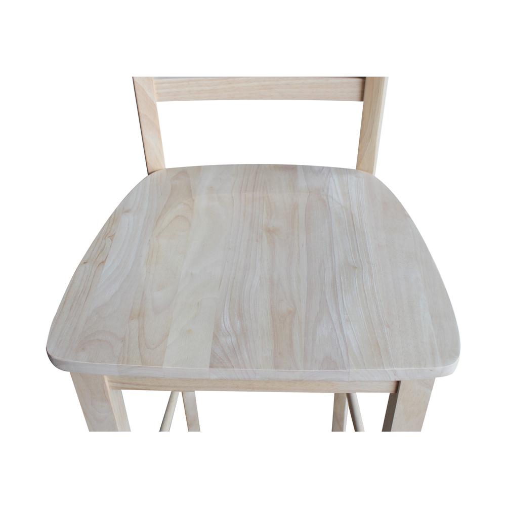 Madrid Bar height Stool - 30" Seat Height, Unfinished. Picture 2