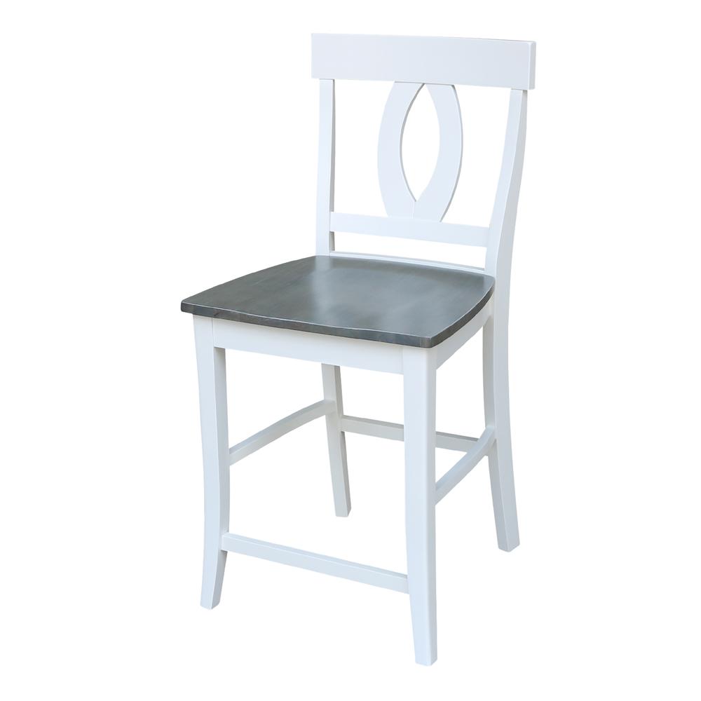 Verona Counter height Stool - 24" Seat Height, White/Heather gray. Picture 1
