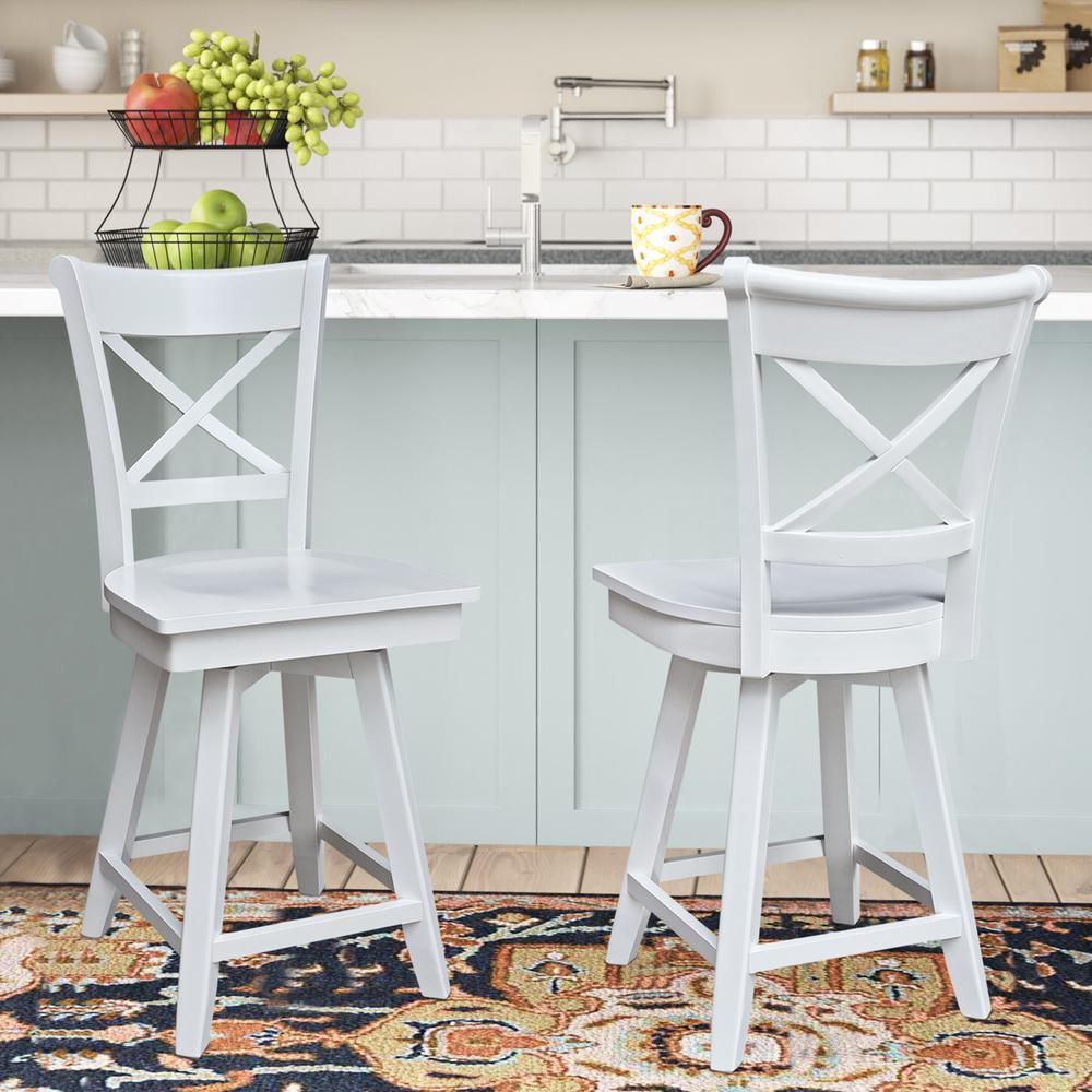Charlotte Counter Height Stool with 24 in. H Swivel Seat in White. Picture 2