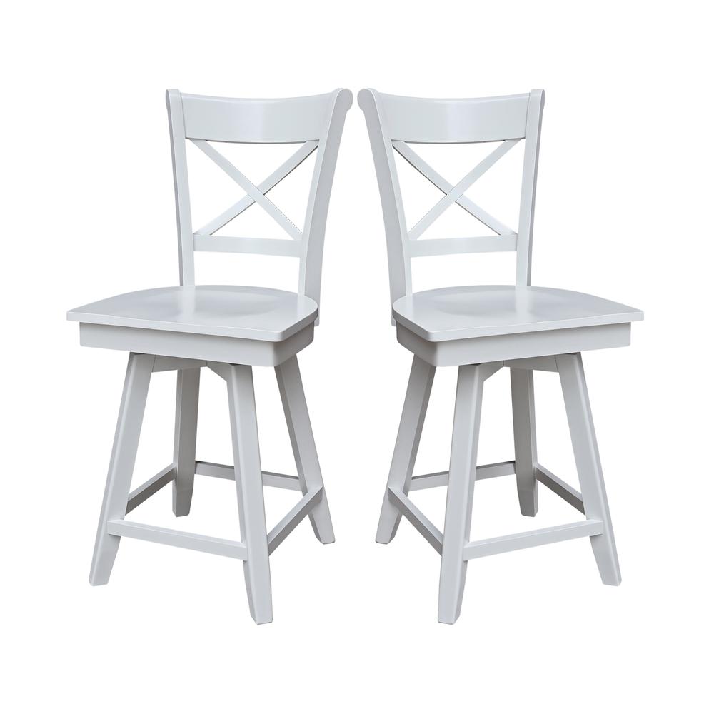 Charlotte Counter Height Stool with 24 in. H Swivel Seat in White. Picture 8