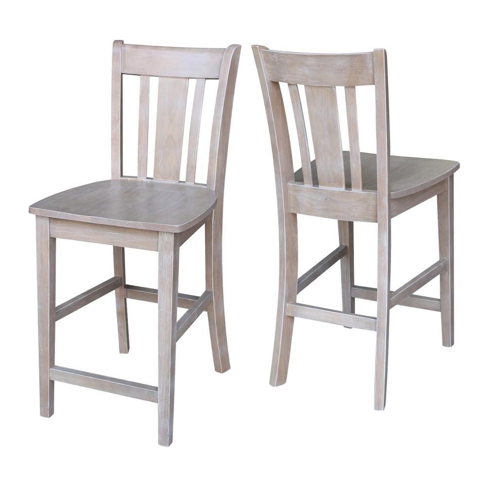 San Remo Counter height Stool - 24" Seat Height, Washed Gray Taupe. Picture 3
