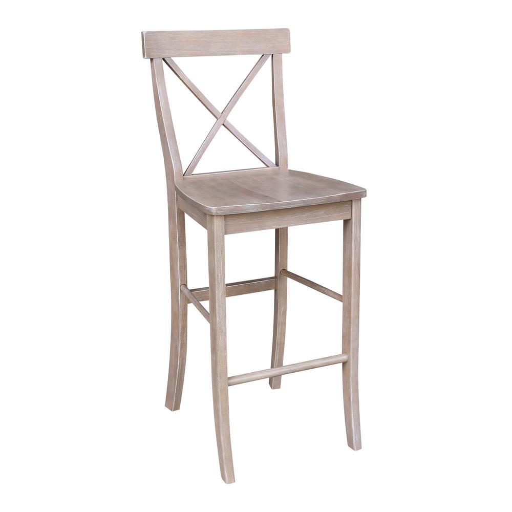30" Round Pedestal Bar Height Table With 2 X-Back  Bar Height Stools. Picture 5