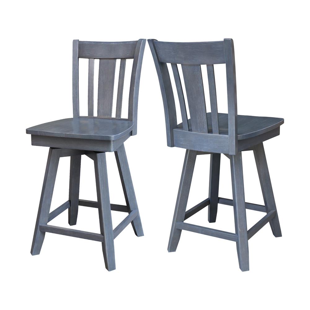 San Remo Counter Height Stool with 24 in. H Swivel Seat in Heather Gray. Picture 7