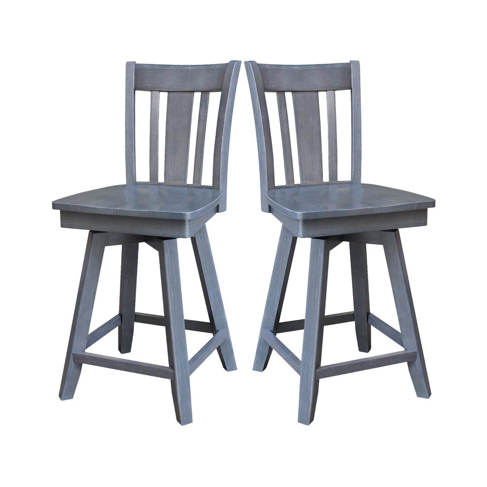 San Remo Counter Height Stool with 24 in. H Swivel Seat in Heather Gray. Picture 8